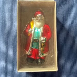 Department 56 Mercury Glass Hand-painted Santa Ornament